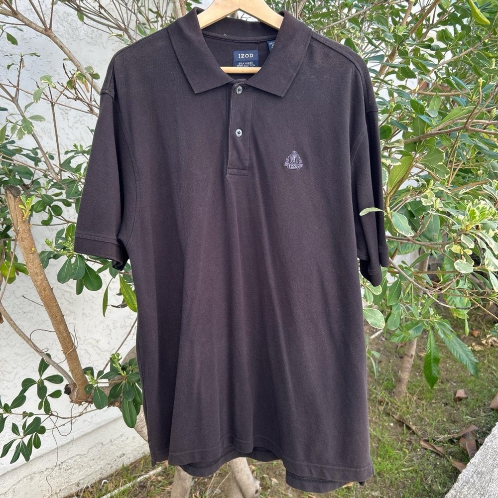 Vintage 2008 IZOD Polo Shirt Mens L Black Cotton Short Sleeve